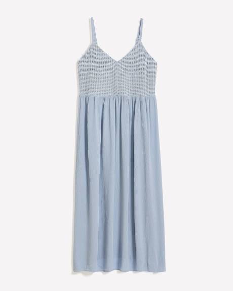 Mixed-Media Crochet Sleeveless Maxi Dress