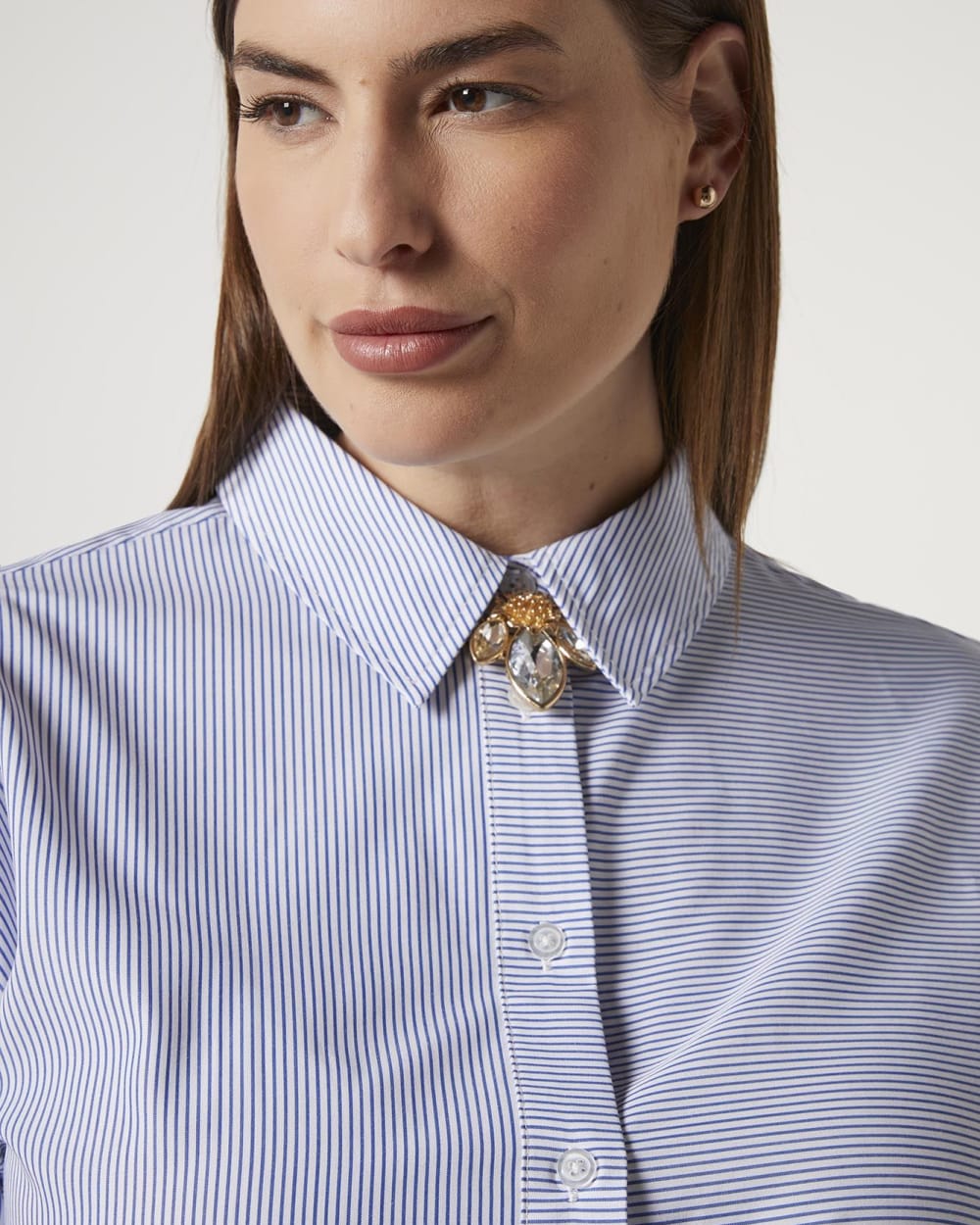 Striped Poplin Shirt with High-Low Hem - Addition Elle | Penningtons