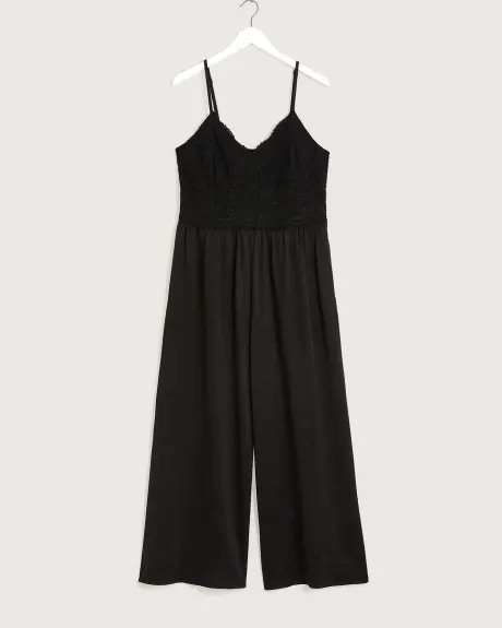 Black Palazzo-Leg Lace Jumpsuit - Addition Elle