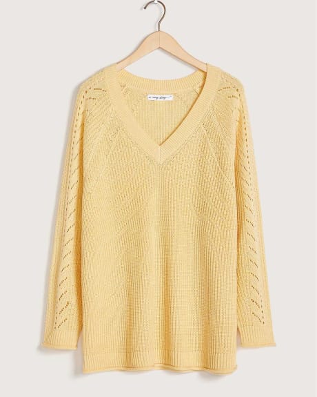 V-Neck Pointelle Sweater - In Every Story