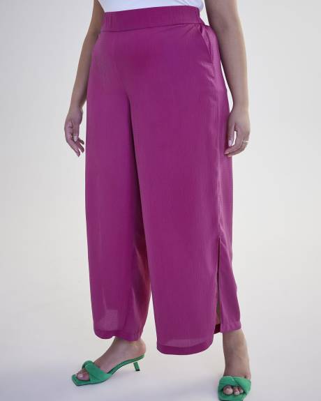 Pantalon uni à jambe évasée avec taille élastique - Addition Elle