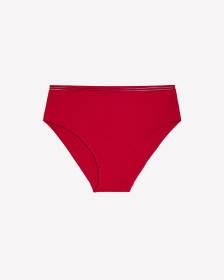 High-Cut Red Cotton Brief with Striped Elastic - ti Voglio