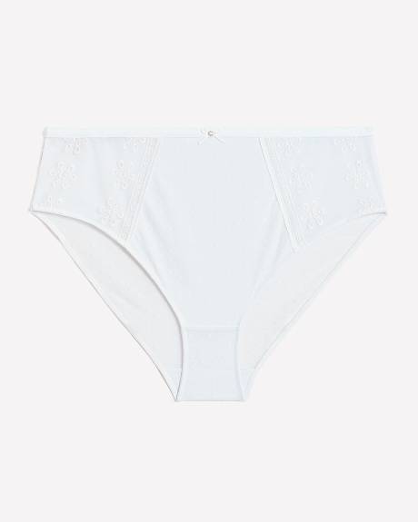 Culotte échancrée blanche avec broderie anglaise - Déesse Collection