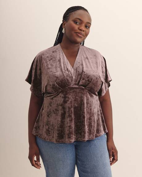 Fit-and-Flare Velvet Knit Top - Addition Elle