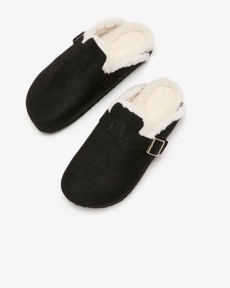 Extra-Wide Width, Faux-Suede Clog with Sherpa Lining