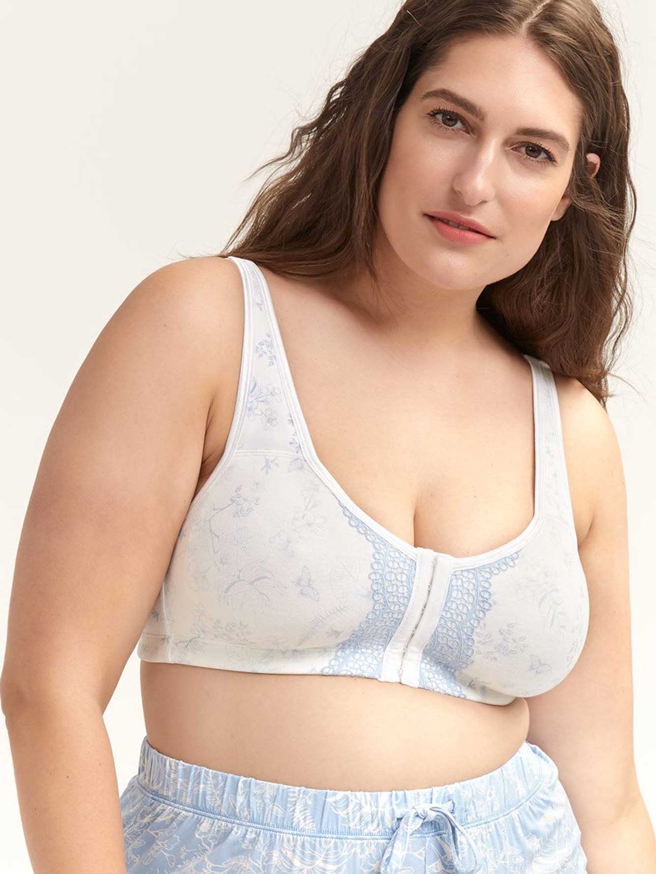 Wirefree Cotton Bra with Front Closure, G & H Cups ti Voglio