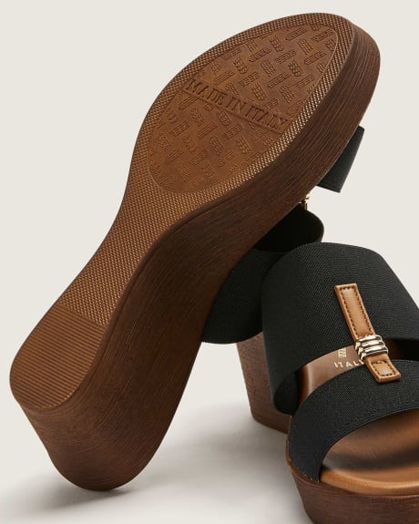 Wide-Fit Wedge Cork Heel Sandals - Italian Shoemakers
