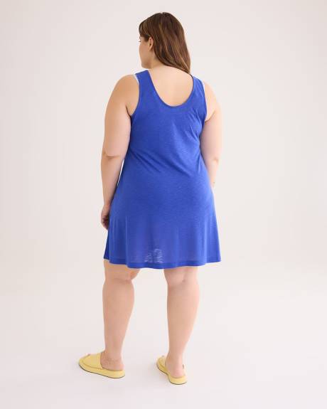 Swim Cover-Up Dress With Reversible Neckline and Twisted Top