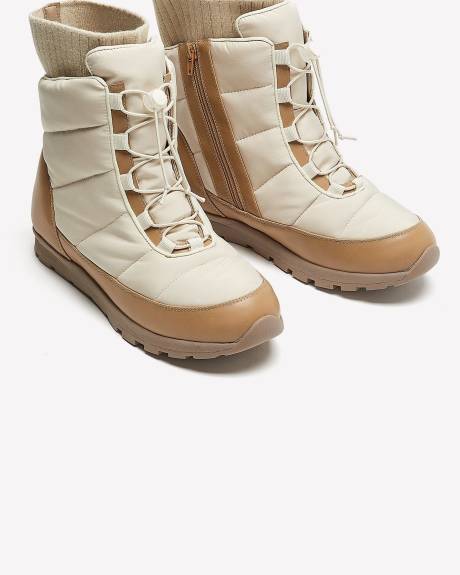 Extra Wide Width, Winter Puffer Booties with Sock Insert