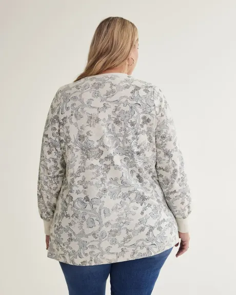 Floral Print Sweatshirt with Side Slits