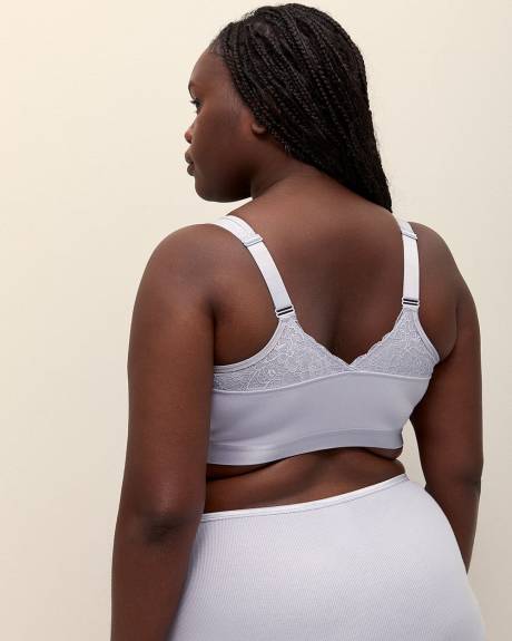 Front-Closure Wireless Heather Cotton Bra with Lace Trims - ti Voglio