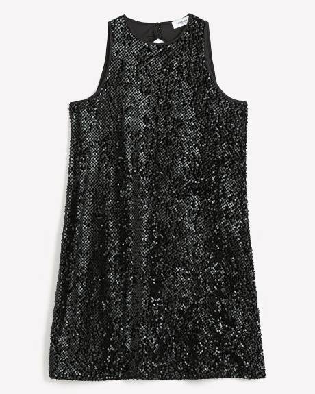 Sleeveless A-Line Halter Sequins Velvet Dress - Addition Elle