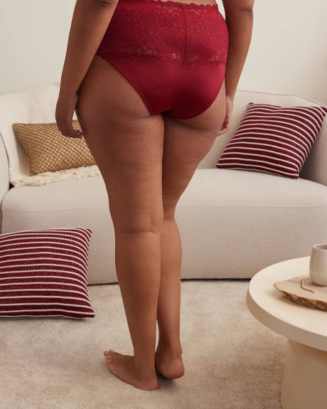 Femme Couture Lace Brief, Burgundy - Déesse Collection