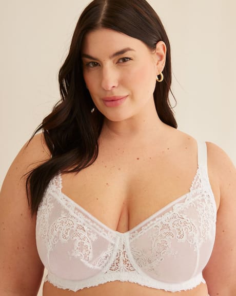 Unlined Mesh and Lace Sexy Balconette Bra - Déesse Collection