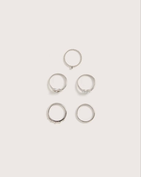 Assorted Rings With Heart, Set of 5 - In Every Story