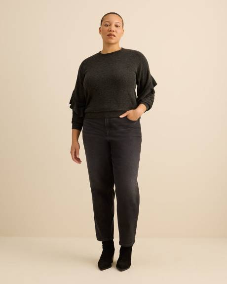 Haut &agrave; col rond et manches longues avec volants - Addition Elle