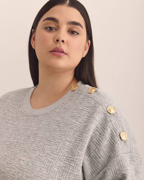 Dropped Shoulder Sweatshirt with Buttons