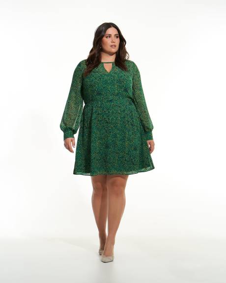 Swirl Print Flared Dress - Addition Elle