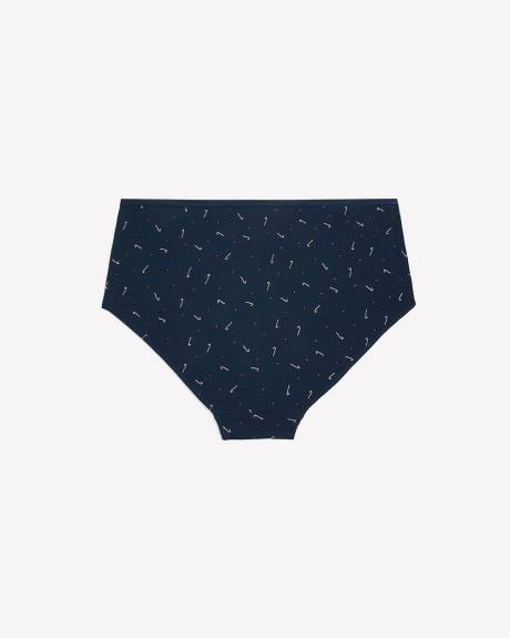 Dark Blue Cotton Brief with Candy Cane Print - ti Voglio