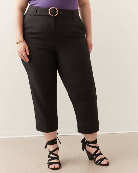 Cropped Straight-Leg Pant with Sash