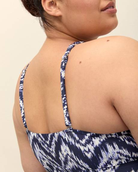 Herringbone-Print Halter Twist Tankini Top