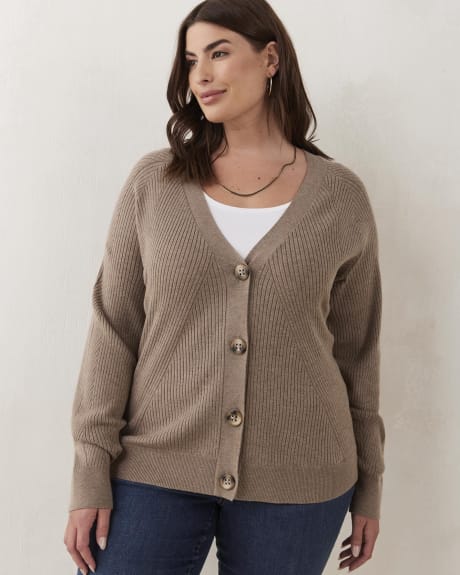 Buttoned Down Cardigan with Pointelle Stitches