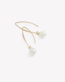 Boucles d'oreilles dorées en crochets avec perle