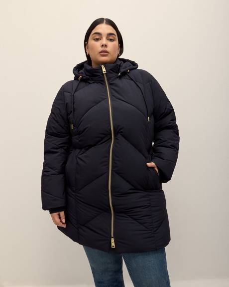 Manteau en duvet matelassé avec capuche