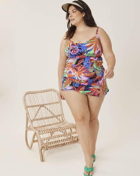 Tankini à motif tropical, avec armature flottante - Bleu Rod Beattie