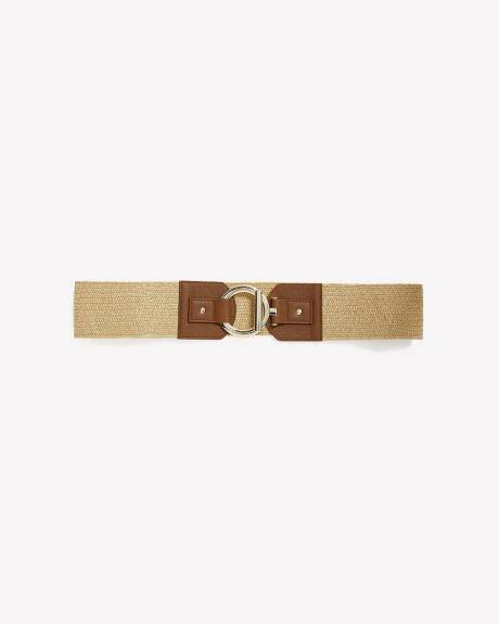 Ceinture en paille extensible avec fermoir à bascule circulaire