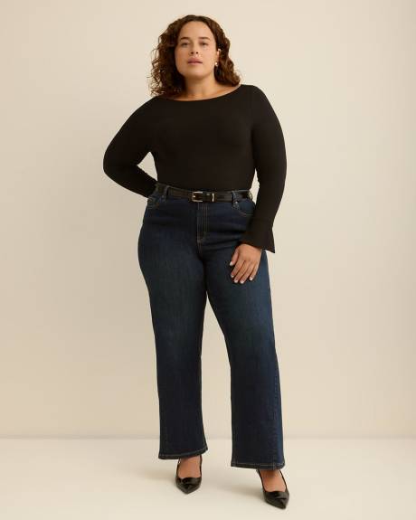 Draped Boatneck Long-Sleeve Top - Addition Elle