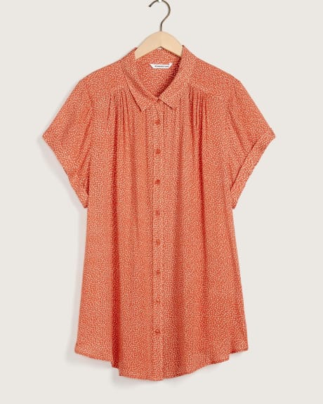 Short-Sleeve Button-Down Blouse-Shirt