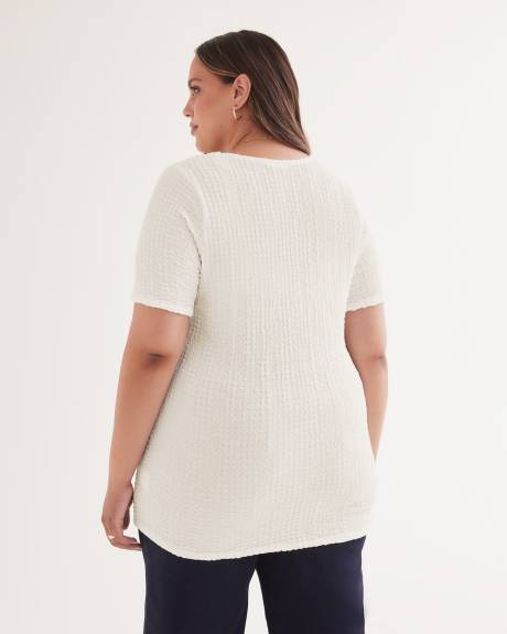 Haut en tricot texturé à col en V