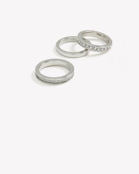 Silver Paper Glitter Rings, Set of 3