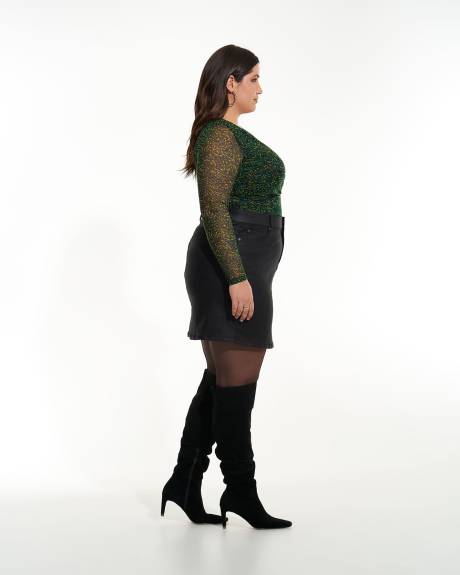 Coated Black Mini Skirt - Addition Elle