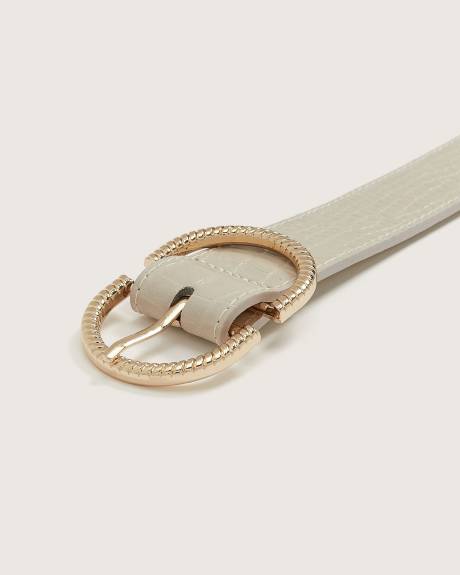 Croco-Textured Denim Belt