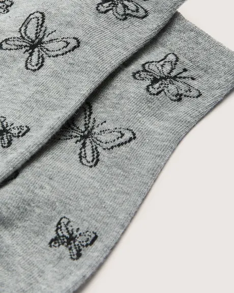 Chaussettes courtes à motifs de papillons