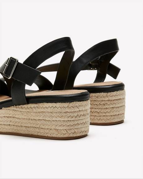 Extra Wide Width, Faux-Leather Strappy Platform Sandal
