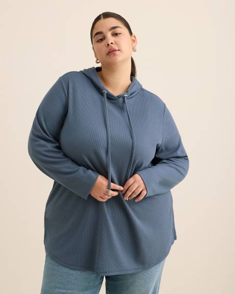 Long-Sleeve Waffle Knit Hoodie