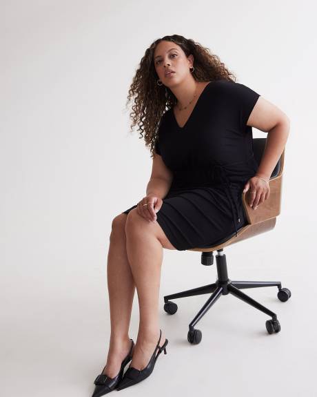 Knit Dress V-Shaped Front and Back Neckline