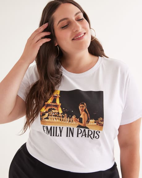 T-shirt à col rond avec imprimé de Emily à Paris