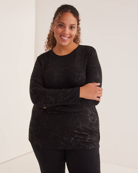 T-shirt imprimé à manches longues avec encolure ronde, tissu imprimé - Active Zone