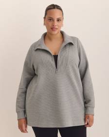 Heather Half-Zip Ottoman Tunic Sweatshirt - Active Zone Heather Half-Zip Ottoman Tunic Sweatshirt - Active Zone
