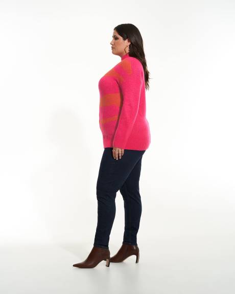 Pull long en tricot texturé avec col montant - Addition Elle