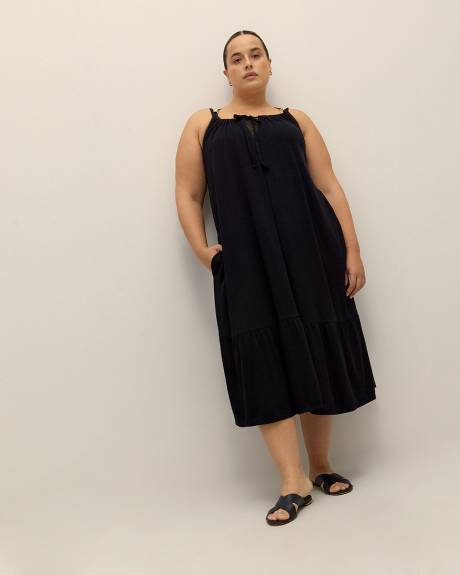 Slub Jersey Ruffle Swim Cover-Up Dress