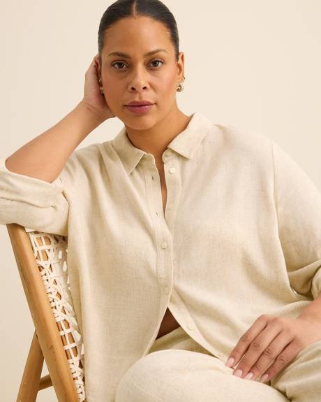 Chemisier en lin m&eacute;lang&eacute;