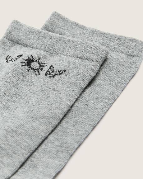 Crew Socks with Butterfly Placement Print