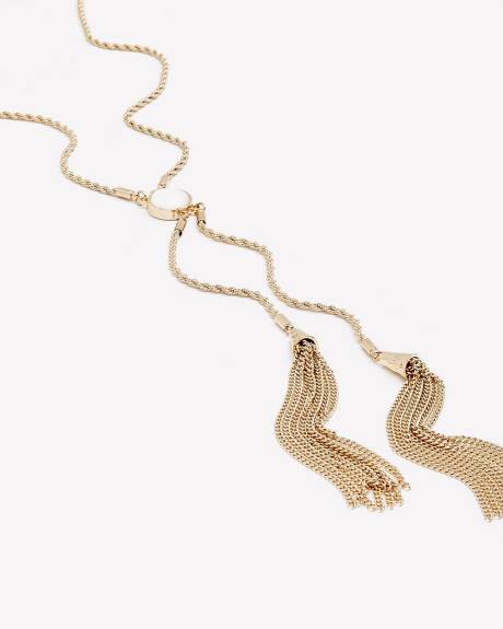 Long Golden Necklace with Tassels