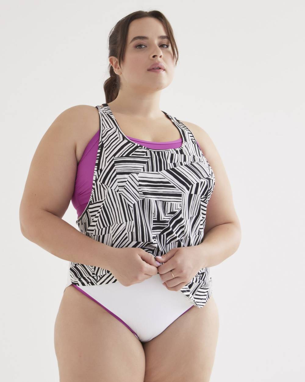 Printed Tankini with Under Crop Top - Active Zone