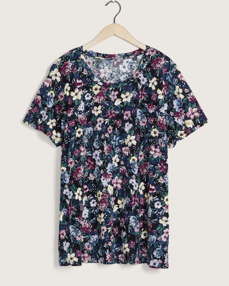 Printed U-Neck Boyfriend Tee